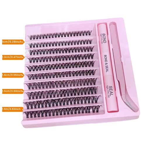 200pcs Faux Mink Cluster Eyelashes Set, Fluffy & Natural, Mixed Lengths 10–16mm