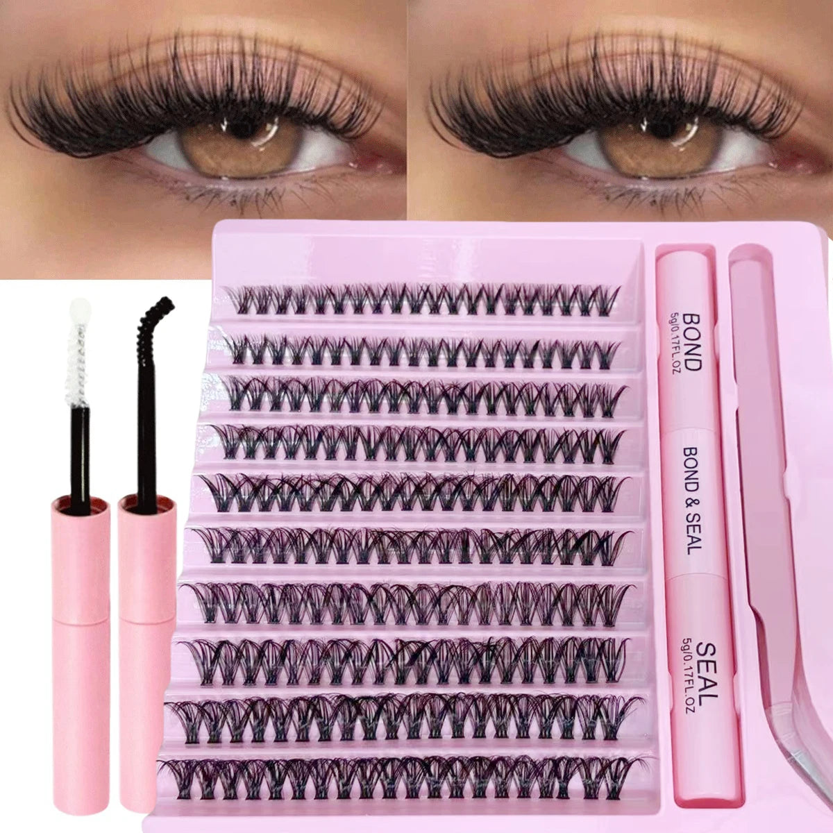 200pcs Faux Mink Cluster Eyelashes Set, Fluffy & Natural, Mixed Lengths 10–16mm