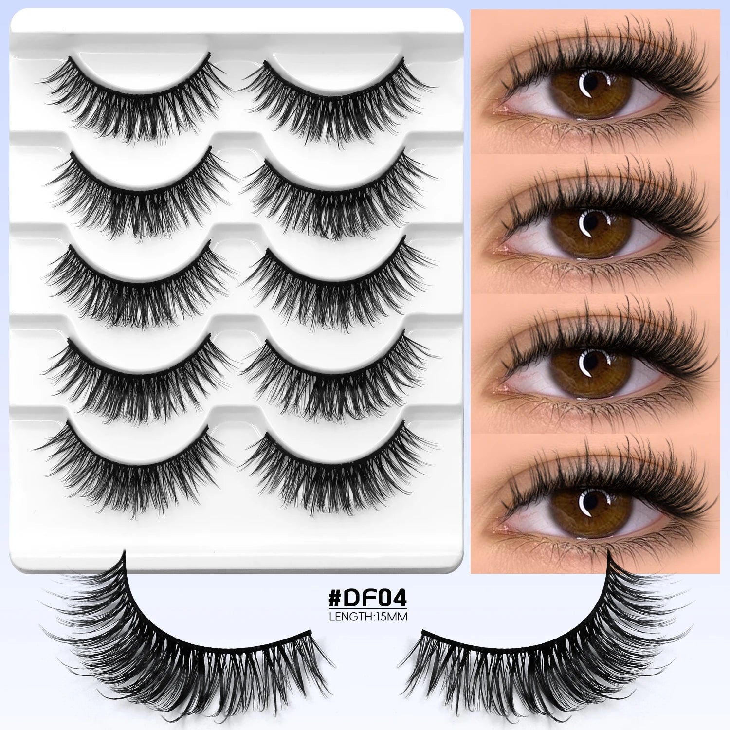 Veltrinay Cat Eye Faux Mink Lashes – Natural Wispy False Eyelashes with Clear Band