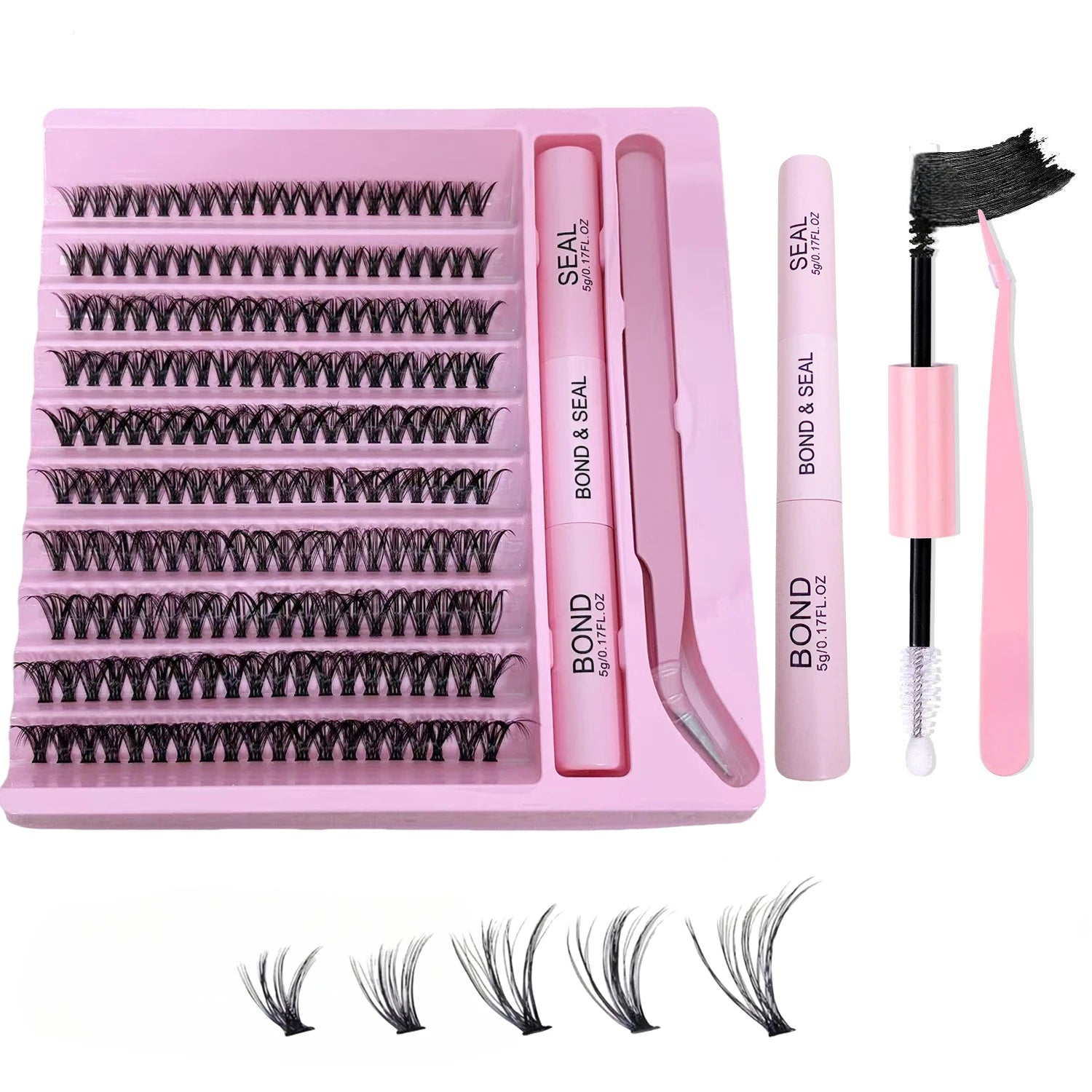 200pcs Faux Mink Cluster Eyelashes Set, Fluffy & Natural, Mixed Lengths 10–16mm