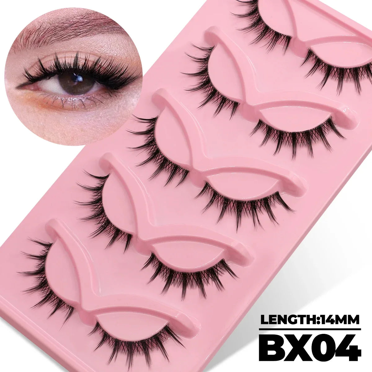 Veltrinay Cat Eye Faux Mink Lashes – Natural Wispy False Eyelashes with Clear Band