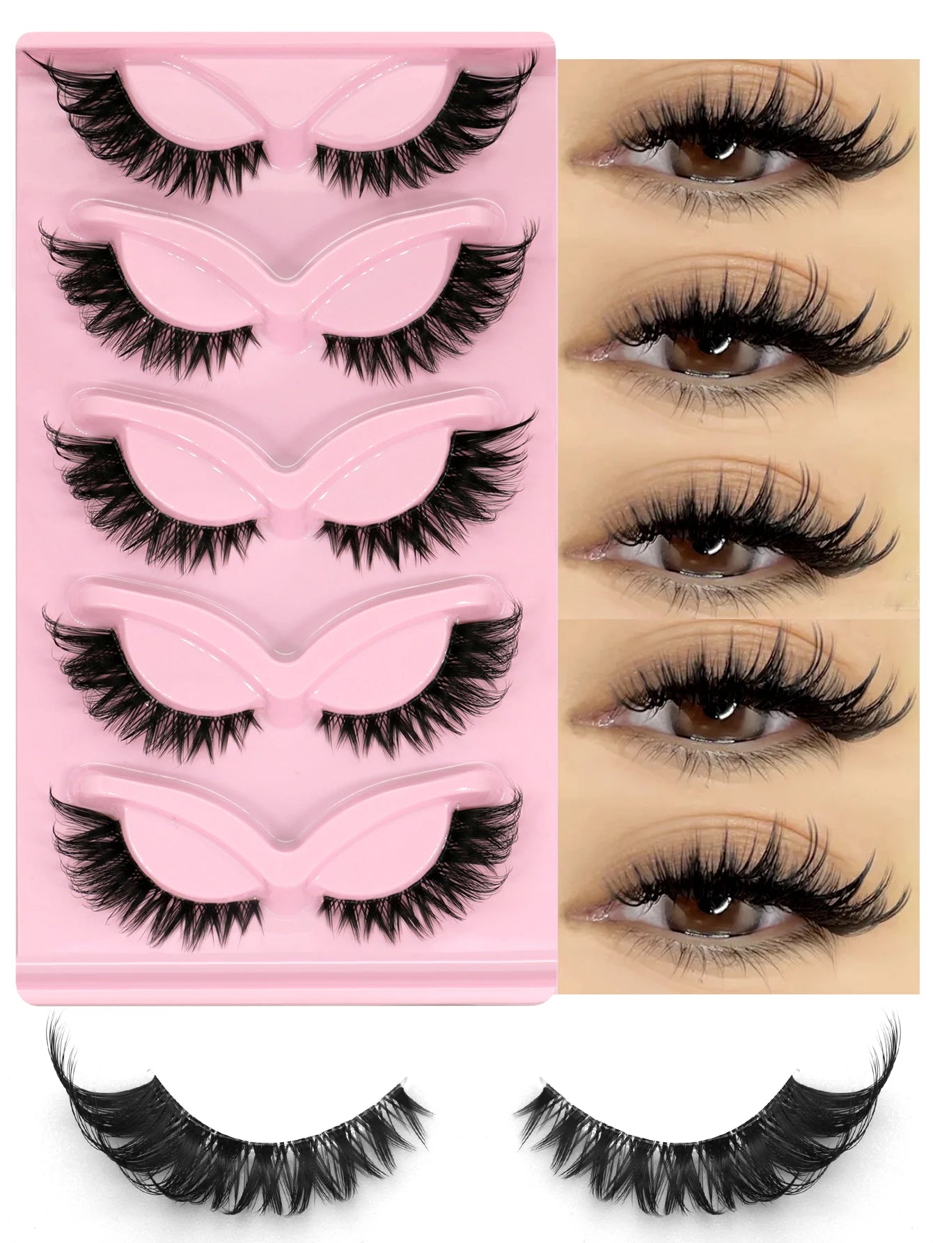 Veltrinay Cat Eye Faux Mink Lashes – Natural Wispy False Eyelashes with Clear Band